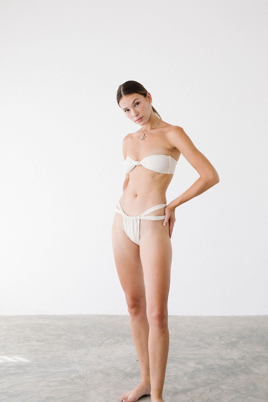 GRACE KNOT SWIM TOP - CREAM WITH STRAPS - NOLLA
