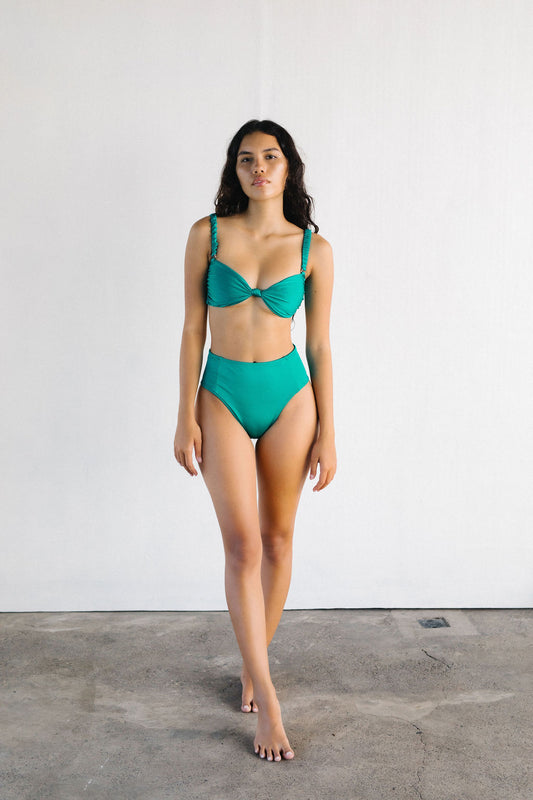 GRACE KNOT SWIM TOP - EMERALD WITH STRAPS - NOLLA