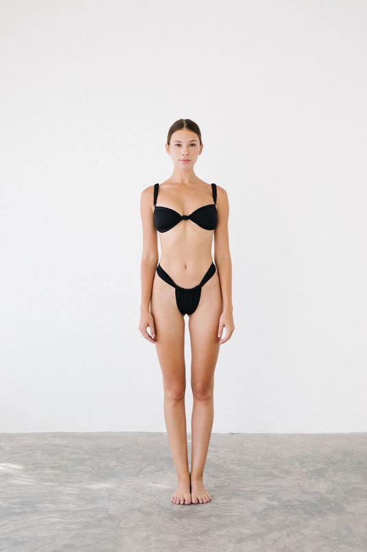 GRACE KNOT SWIM TOP - BLACK WITH STRAPS - NOLLA