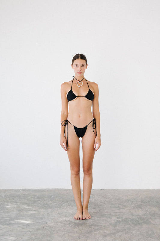 FRIDA STRING TIE SWIM TOP - BLACK - NOLLA