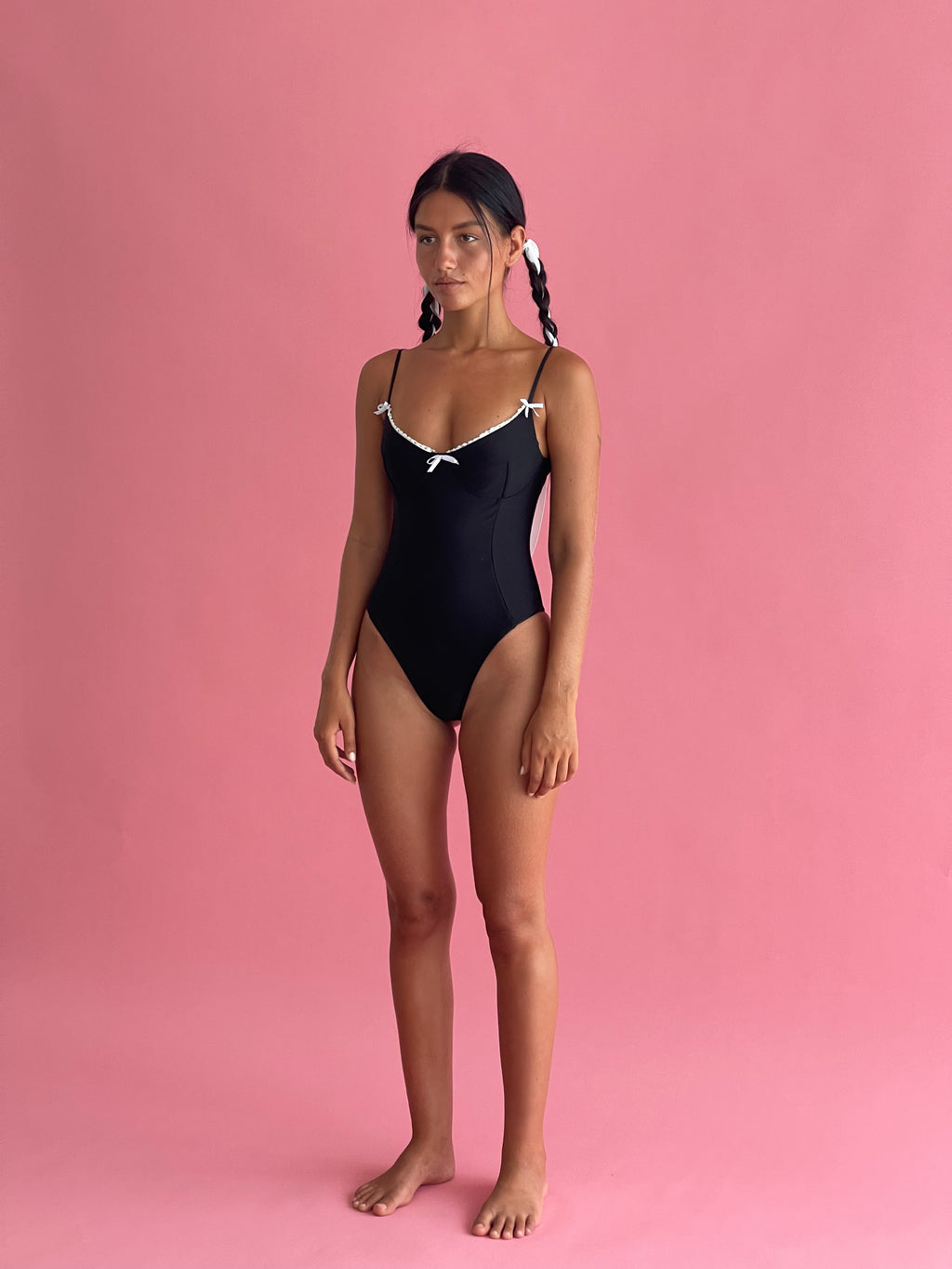 Lola One Piece Adorned Swim in Licorice