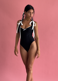 Lola One Piece Adorned Swim in Licorice