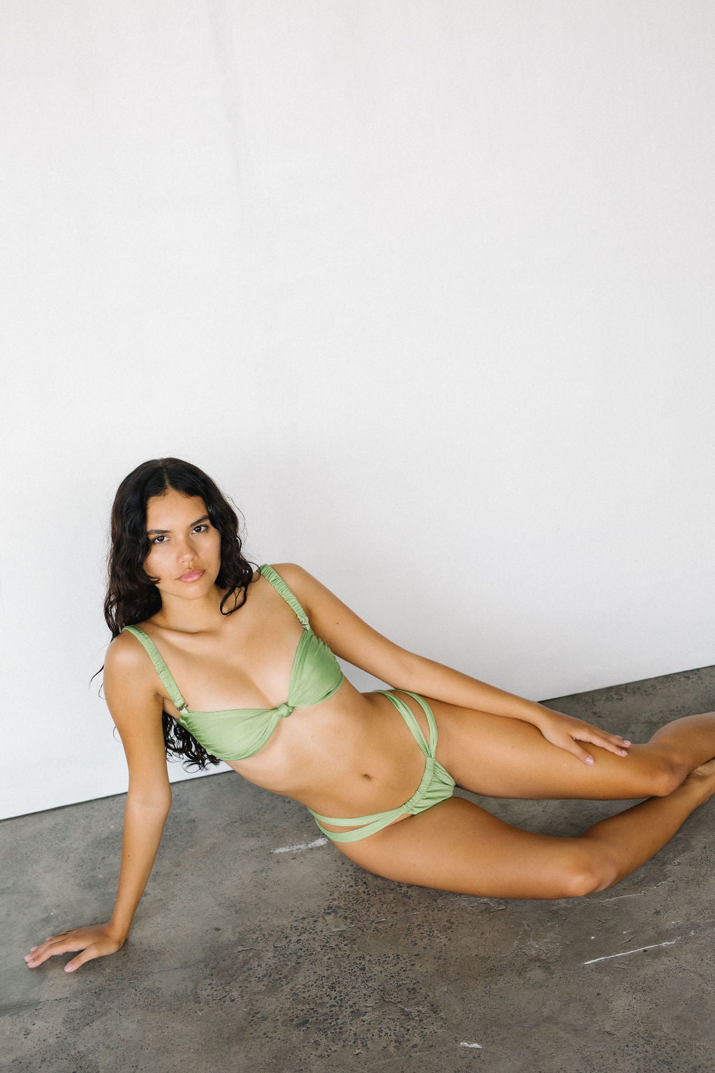 GRACE KNOT SWIM TOP - FERN GREEN WITH STRAPS