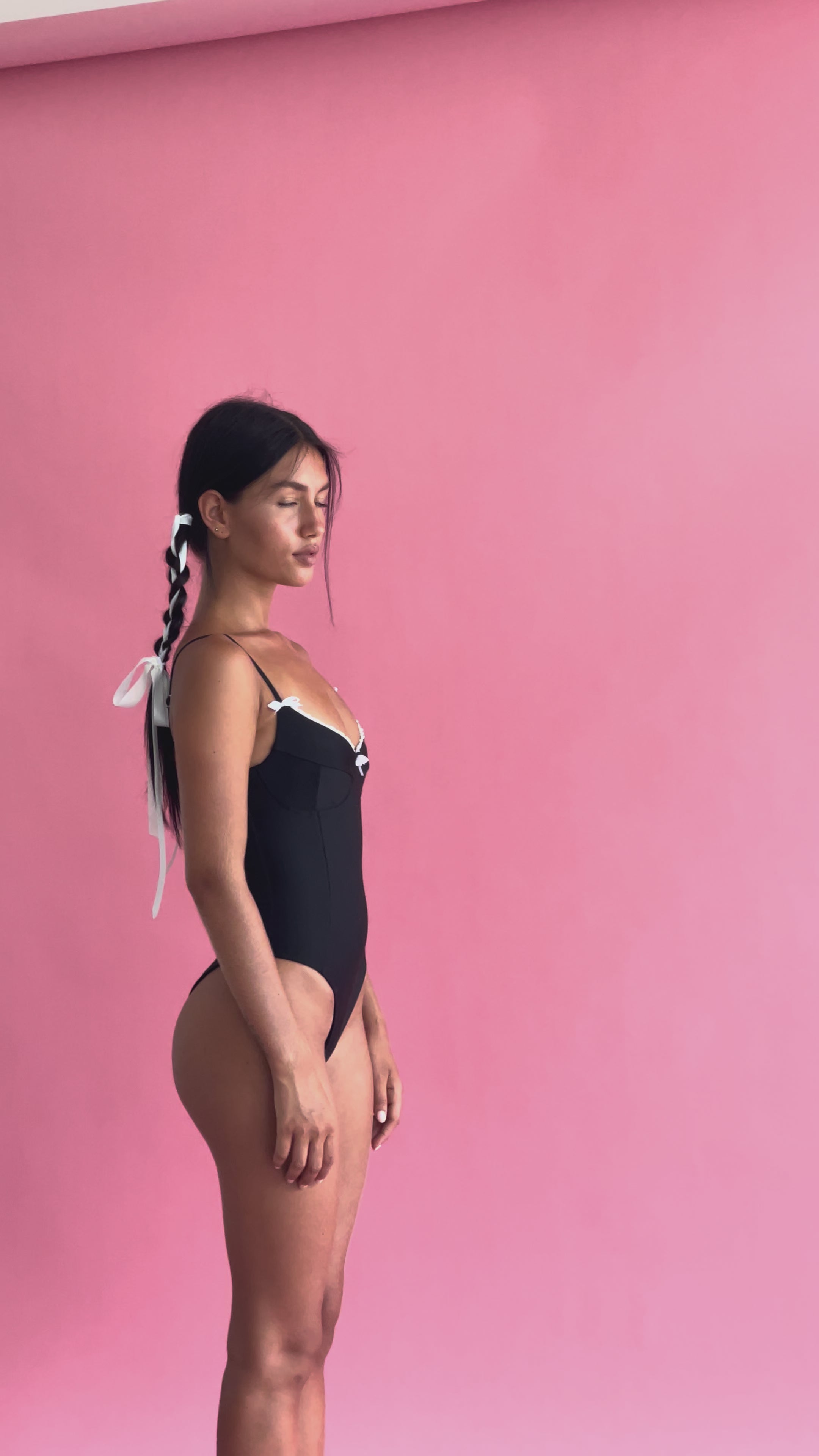 Lola One Piece Adorned Swim in Licorice